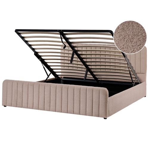 Lit Ottoman Bouclé Lunan 180 X 200 Cm Taupe