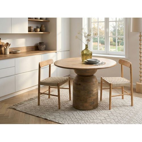 Table De Repas Murtle Marron Clair 110 Cm 110 Cm Bois De Manguier