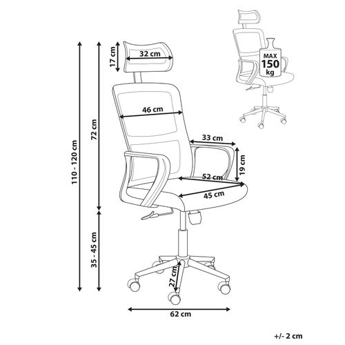 Chaise De Bureau Monarch Tissu Bleu