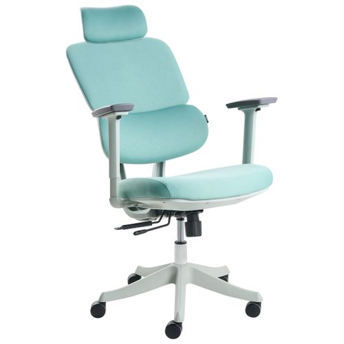 Chaise De Bureau Viscount Tissu Bleu Paon
