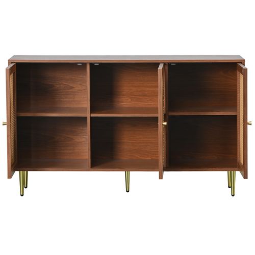 Buffet 129,8x40x76 Cm Avec 3 Portes, Espace De Rangement, En Panneau De Particules, Marron