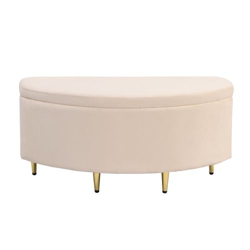 Banc Coffre De Rangement, Tabouret De Rangement, 90 X 40 X 42 Cm (l X L X H), Velours, Beige