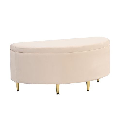 Banc Coffre De Rangement, Tabouret De Rangement, 90 X 40 X 42 Cm (l X L X H), Velours, Beige