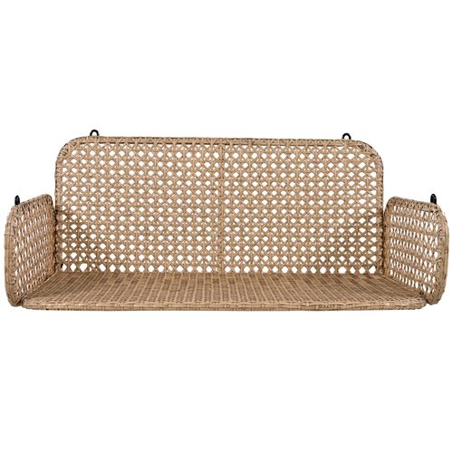 Balançoire 2 Places 112x54x48 Cm Avec 2 Chaînes, Coussin Amovible Et Lavable, Acier + Tissu, Beige