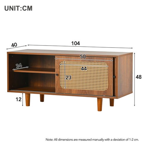 Ensemble Buffet En Rotin Et Armoire à Chaussures, En Panneau De Particules, Couleur Noyer