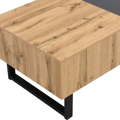 Table Basse 100-155x55x40cm 2 plans de table coulissants, Compartiments Rangement, Couleur Bois
