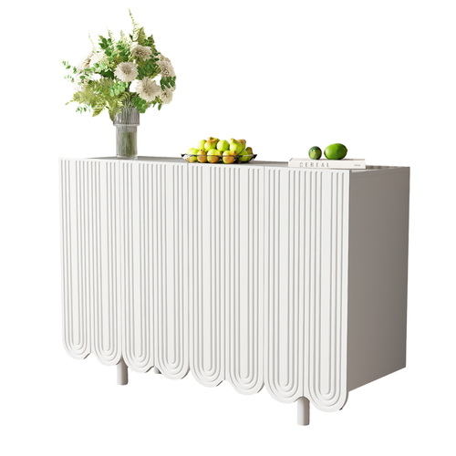 Buffet 120x37,5x80,8 Cm Avec 4 Portes, Espace De Rangement, En Mdf, Blanc