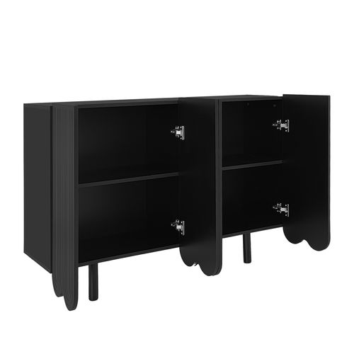 Buffet 120x37,5x80,8 Cm Avec 4 Portes, Espace De Rangement, En Mdf, Noir