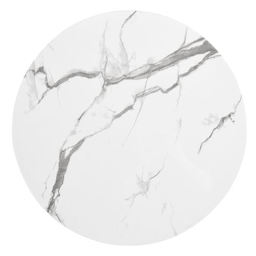 Lot de 2 Table Basse gigogne rond 60/50 cm 2 Tiroirs effet Marbre Brillant MDF Blanc