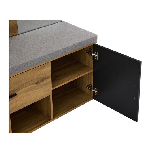 Vestiaire 104x39x190 Cm, Meuble à Chaussures, Tiroir, Crochets, Miroir, Panneaux Particules, Bois