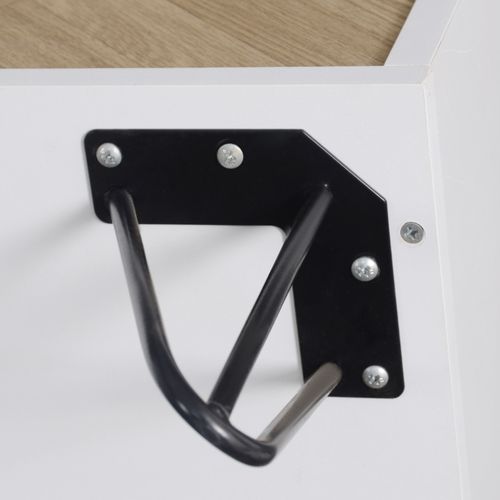 Buffet 90x30x71,5 Cm Avec 1 Tiroir, 3 Portes, Étagères Réglables, En Mdf, Blanc Et Chêne