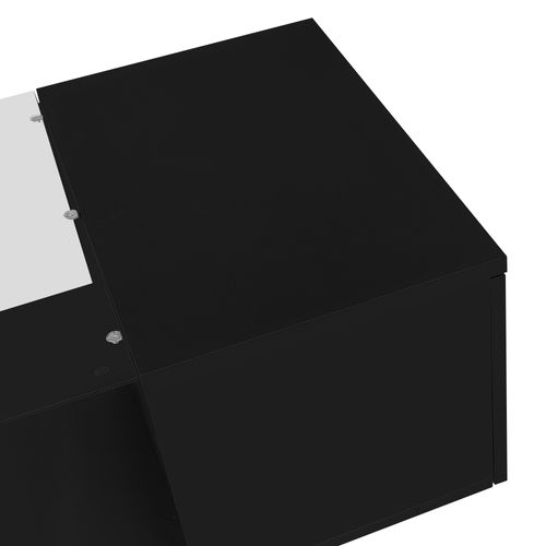 Table Basse 120x50x38,5 Cm Avec LED 16 Couleurs, Plateau Verre, Mdf, Noir