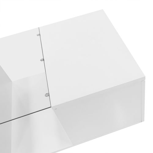 Table Basse 120x50x38,5 Cm Avec LED 16 Couleurs, Plateau Verre, Mdf, Blanc