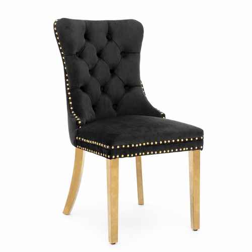 Lot De 2 Chaises De Salle à Manger 62x50x95 Cm Avec Dossier, Clous Décoratifs, En Velours, Noires