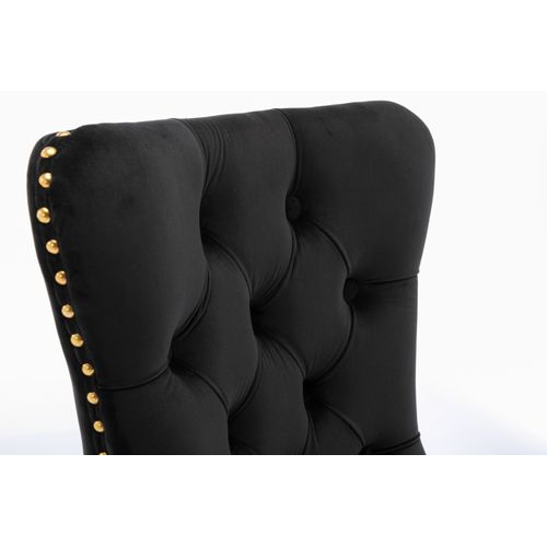 Lot De 2 Chaises De Salle à Manger 62x50x95 Cm Avec Dossier, Clous Décoratifs, En Velours, Noires