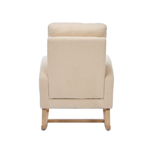Fauteuil à Bascule 50x132x99cm, Avec Repose-jambes Dissimulé, Peluche Ours En Peluche, Beige.