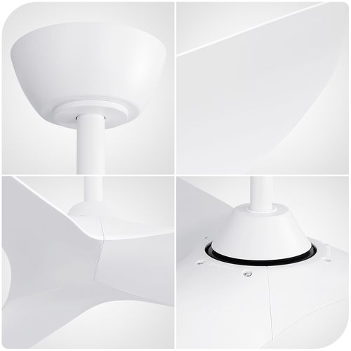 Ventilateur De Plafond De 38 Pouces Sans Lumière Avec 3 Pales Et Télécommande, Abs, Blanc