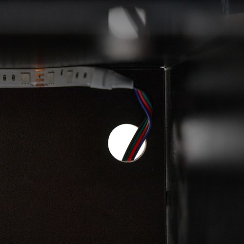 Vitrine 45x35x160 Cm Avec 2 Portes, Étagère En Verre, LED, Compartiments Ouverts, Noire