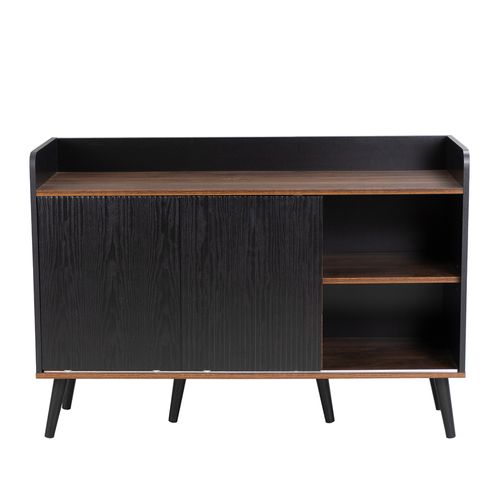 Buffet 117,5x39,5x80 Cm Avec 3 Tiroirs, 2 Portes Coulissantes, Noir