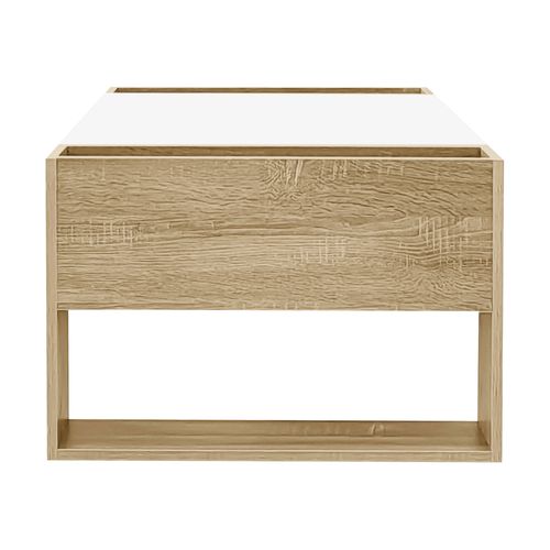 Table Basse Moderne 105x60x40cm, 1 Tiroir, Espace De Rangement Ouvert, Couleur Bois + Blanc