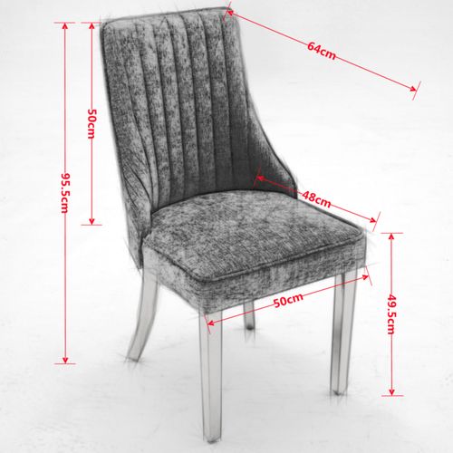 Lot De 2 Chaises De Salle à Manger En Chenille 50 X 64 X 95,5 Cm, Pieds En Acier Doré, Gris