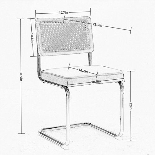 Lot De 2 Chaises De Salle à Manger Cantilever 59x45x81 Cm, Dossier Cannage, Velours, Jaune