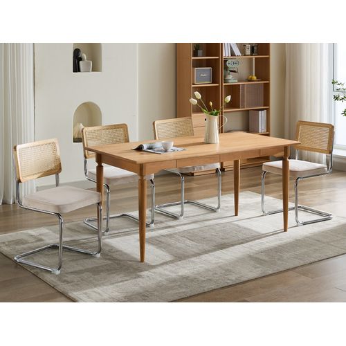 Lot De 2 Chaises De Salle à Manger Cantilever 59x45x81 Cm, Dossier Cannage, Velours, Beige