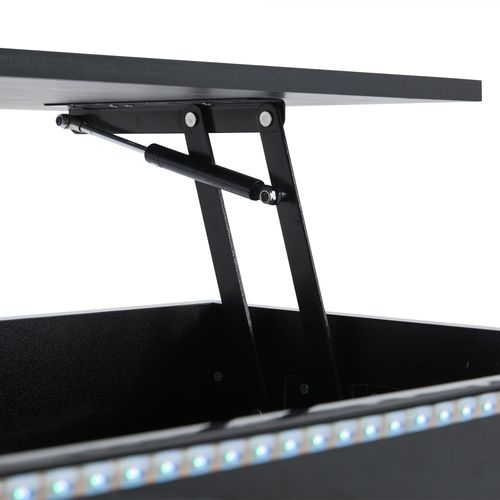 Table Basse Relevable 96x45x40-55 Cm Avec 1 Tiroir, Rangement, LED, En Panneaux Particules, Noire