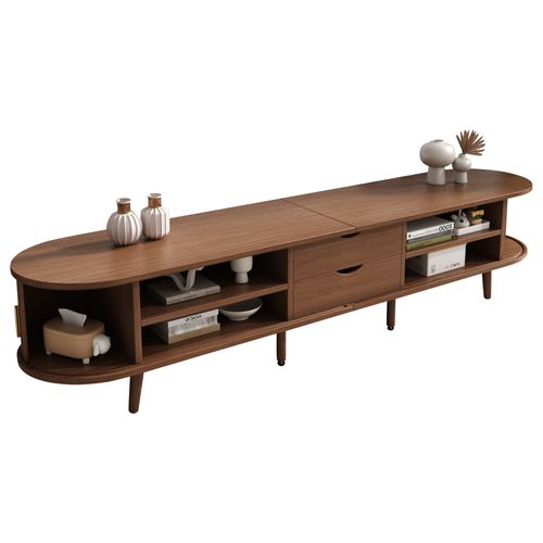 Meuble TV 175 X 40 X 42 Cm Avec 2 Tiroirs, 2 Portes Coulissantes, Rangement, En Mdf, Couleur Marron