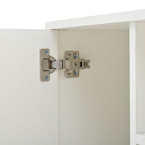 Table Basse Brillante 100 × 50 × 40 Cm Avec 1 Tiroir, 2 Portes, LED, Espace De Rangement, Blanc