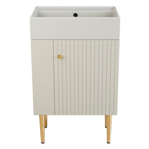 Lave main 55x31x91.5 Cm Avec 4 Pieds, Rangement, Montage Simple, En Mdf, Blanc