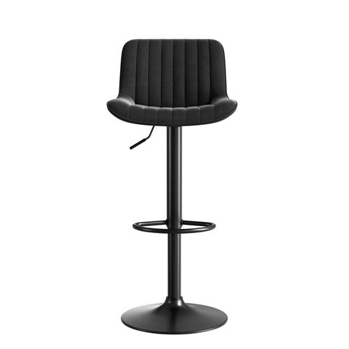 Lot De 4 Tabourets De Bar Pivotants 360°, Hauteur Réglable, Velours, Noir