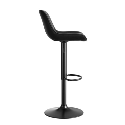 Lot De 4 Tabourets De Bar Pivotants 360°, Hauteur Réglable, Velours, Noir