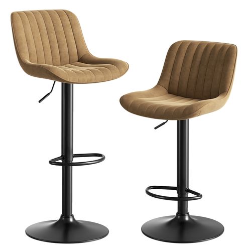 Lot De 2 Tabourets De Bar Pivotants 360°, Hauteur Réglable, Velours, Brun
