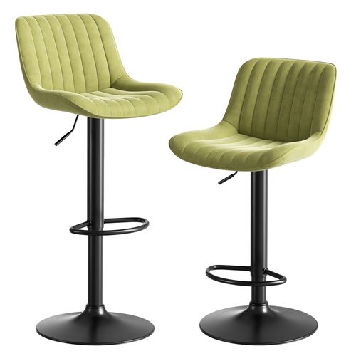 Lot De 2 Tabourets De Bar Pivotants 360°, Hauteur Réglable, Velours, Vert