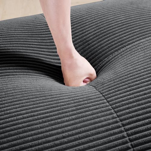 Canapé Angle 2 Places Modulable En Velours Côtelé, Ergonomique, Antidérapant, Gris