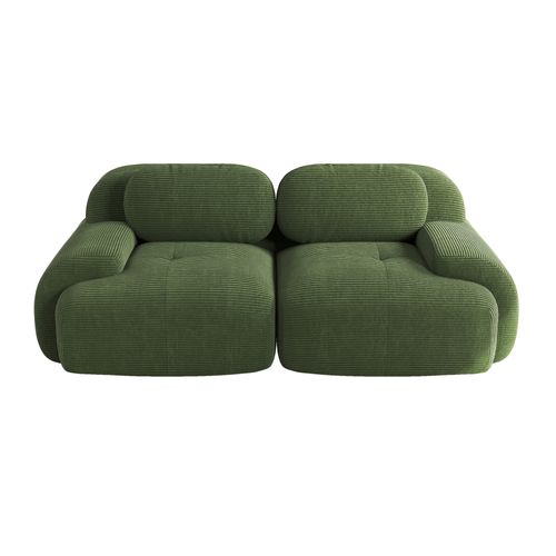 Canapé 2 Places Modulable 208cm Velours Côtelé Doux Accoudoirs Ergonomiques Anti-dérapant Vert