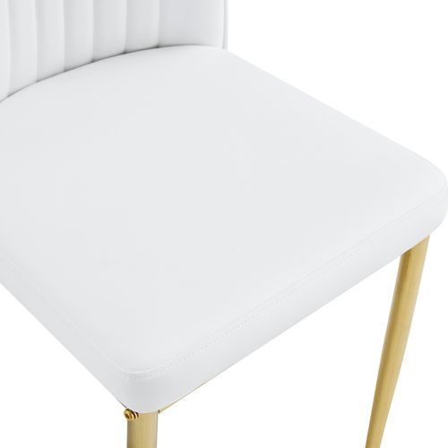 Chaises De Salle à Manger Modernes 4 Pièces, Pieds En Métal Doré, Pu, ​​blanc