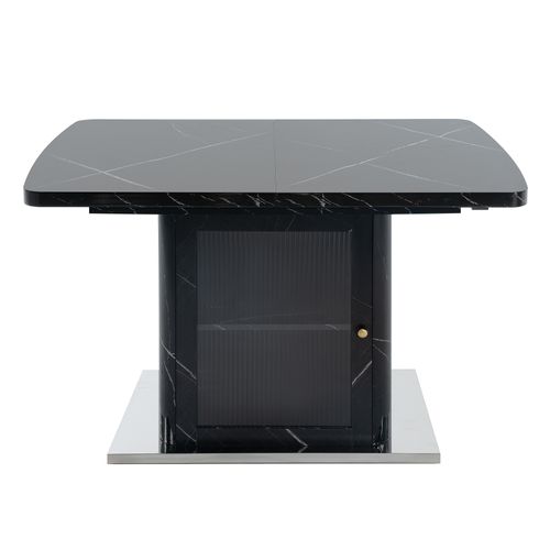 Table De Salle à Manger Rectangulaire Moderne 120/160x80x76cm, Extensible, 1 Porte, Noir