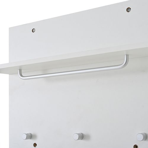 Vestiaire D'entrée Multifonctionnel Armoire à Chaussures, 2 Portes, 6 Crochets, Avec Miroir, Blanc