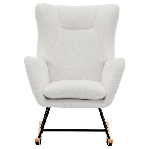 Fauteuil à Bascule 69x87x98 Cm, Avec Repose-pieds Et Siège, Inclinable Jusqu'à 30 Degrés, Blanc.