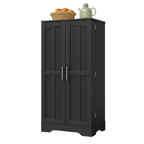Buffet De Cuisine 60x40x120.5 Cm Avec LED à Capteur, 2 Portes, 1 Étagère Réglable, En Mdf, Noir
