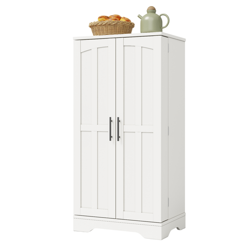 Buffet De Cuisine 60x40x120.5 Cm Avec LED à Capteur, 2 Portes, 1 Étagère Réglable, En Mdf, Blanc