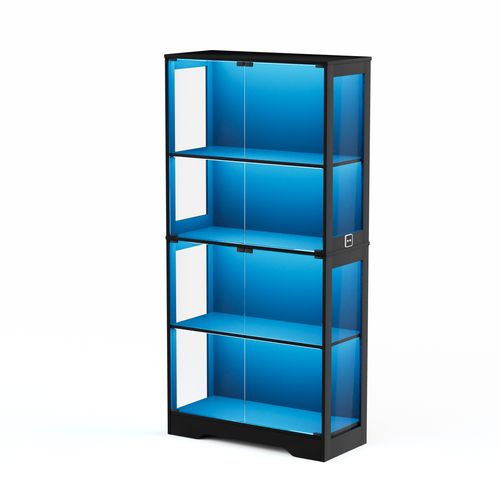 Vitrine En Verre LED 80x35x165cm, 4 Portes En Verre, Capteurs Intelligents, Noir