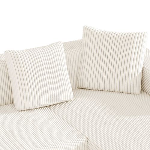 Canapé D'angle Modulable 3 Places 261x146x65 Cm, Canapé En L Avec 4 Coussins , Tissu, Blanc