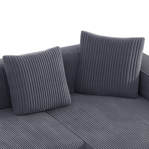 Canapé D'angle Modulable 3 Places 261x146x65 Cm, Canapé En L Avec 4 Coussins , Tissu, Gris