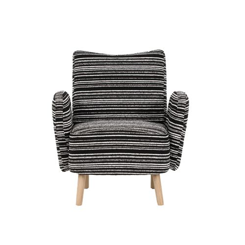 Fauteuil Avec Poche Latérale, Pieds En Bois Massif, Motif Circulaire, En Tissu, Noir