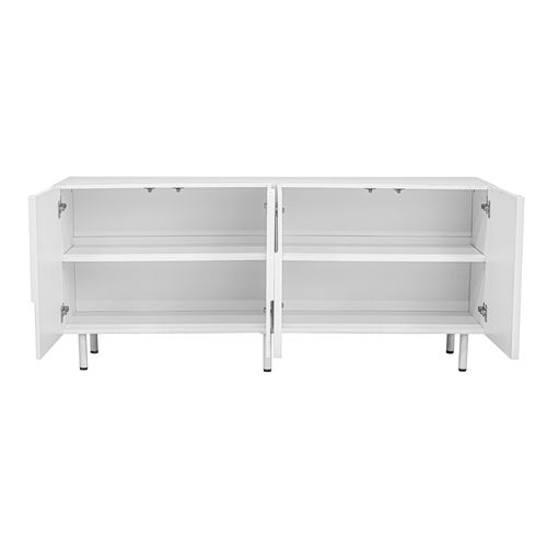 Buffet 160x38,5x70 Cm Avec 4 Portes, Espaces De Rangement, En Mdf, Blanc
