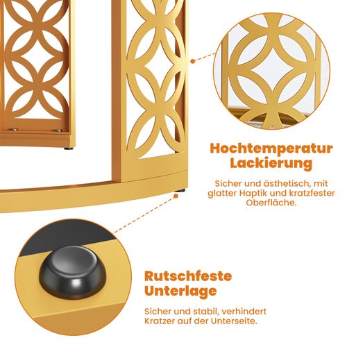 Table Basse Gigogne Ronde, Ensemble De 2, 70x70x45/45x45x37 Cm, Placage De Marbre , Noir + Doré