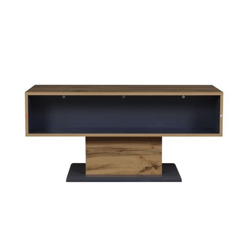 Table Basse Moderne 100x50x46,5 Cm Rangement Double Face Panneaux Mélaminé Chêne/gris Noir